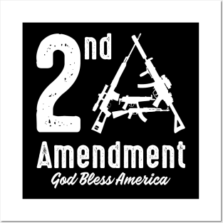 2A Second Amendment God Bless America Gun Rights Gift Posters and Art